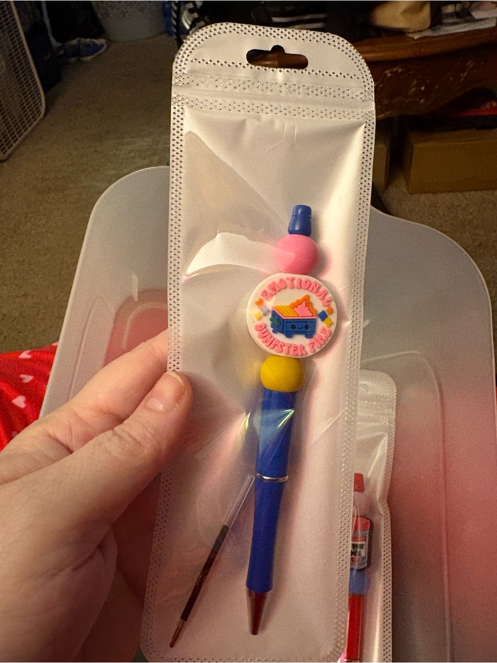 Kids Blue Pink Yellow Novelty Ballpoint Pen - Cute Character Top